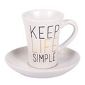 Set 6 cesti cu farfurie pentru cafea Love, Creaciones Meng, 80 ml, ceramica