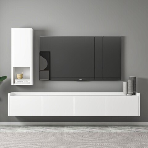 Comoda TV, Hanah Home, Sema, 160x35x29.6 cm, PAL, Alb