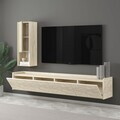 Comoda TV, Hanah Home, Sema, 160x35x29.6 cm, PAL, Travertin