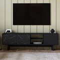 Comoda TV, Hanah Home, Ravello, 150x45x30 cm, PAL, Negru / Marmură