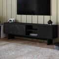 Comoda TV, Hanah Home, Ravello, 150x45x30 cm, PAL, Negru / Marmură
