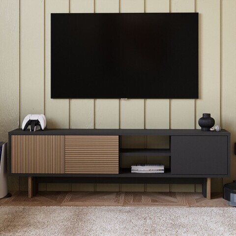 Comoda TV, Hanah Home, Ravello, 150x45x30 cm, PAL, Stejar cald / Antracit