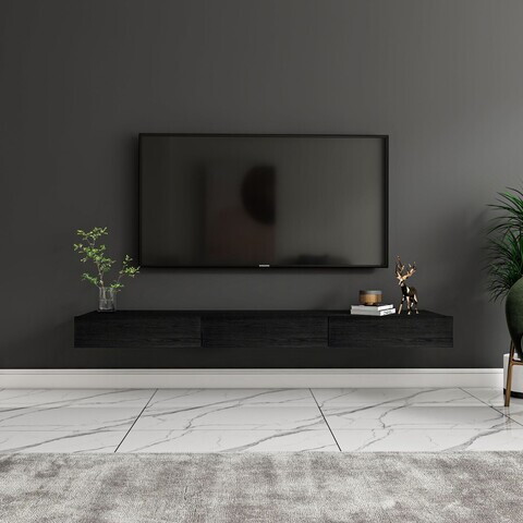 Comoda TV, Hanah Home, Avalon, 140x16.6x31.8 cm, PAL, Negru