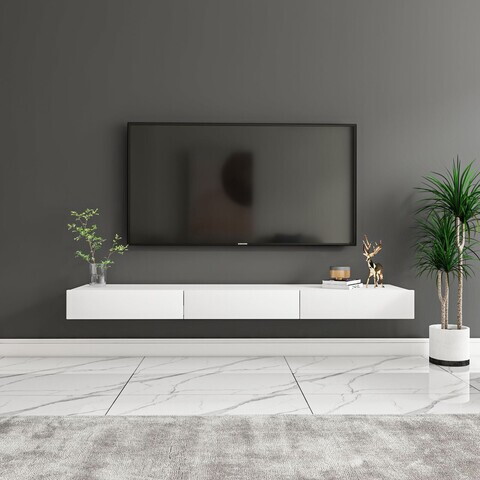 Comoda TV, Hanah Home, Avalon, 140x16.6x31.8 cm, PAL, Alb