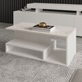 Masuta de cafea, Hanah Home, Vera Mini, 90x35x44.8 cm, PAL, Alb / Marmura
