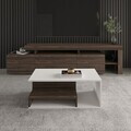 Masuta de cafea, Hanah Home, Vera Mini, 90x35x44.8 cm, PAL, Alb/Maro