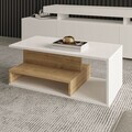 Masuta de cafea, Hanah Home, Vera Mini, 90x35x44.8 cm, PAL, Stejar alb / safir