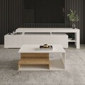 Masuta de cafea, Hanah Home, Vera Mini, 90x35x44.8 cm, PAL, Stejar alb / safir