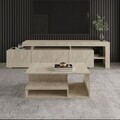 Masuta de cafea, Hanah Home, Vera Mini, 90x35x44.8 cm, PAL, Travertin