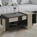 Masuta de cafea, Hanah Home, Meleni, 90x40x49 cm, PAL, Travertin / Antracit