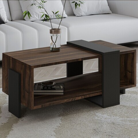 Masuta de cafea, Hanah Home, Meleni, 90x40x49 cm, PAL, Nuc / Antracit
