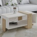 Masuta de cafea, Hanah Home, Meleni, 90x40x49 cm, PAL, Stejar alb / safir