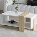 Masuta de cafea, Hanah Home, Meleni, 90x40x49 cm, PAL, Stejar alb / safir