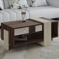 Masuta de cafea, Hanah Home, Meleni, 90x40x49 cm, PAL, Travertin / Nuc