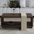 Masuta de cafea, Hanah Home, Meleni, 90x40x49 cm, PAL, Travertin / Nuc