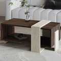 Masuta de cafea, Hanah Home, Meleni, 90x40x49 cm, PAL, Travertin / Nuc