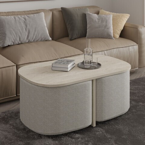 Set masute de cafea, Hanah Home, Twin, PAL, Travertin