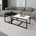 Set masute de cafea, Hanah Home, Minimal, PAL, Alb/Negru