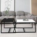 Set masute de cafea, Hanah Home, Minimal, PAL, Alb/Negru