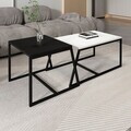 Set masute de cafea, Hanah Home, Minimal, PAL, Alb/Negru