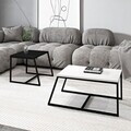 Set masute de cafea, Hanah Home, Minimal, PAL, Alb/Negru
