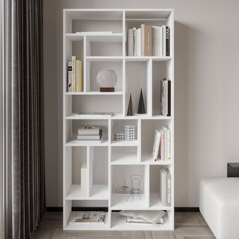 Corp biblioteca, Hanah Home, Nicola, 90x180x30 cm, PAL, Alb