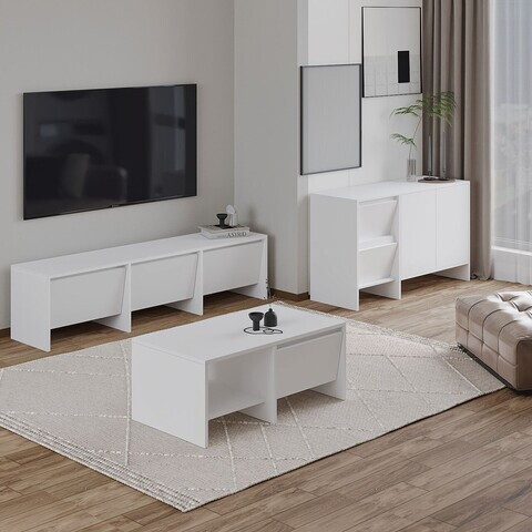 Set mobilier living, Hanah Home, Laris, PAL, Alb