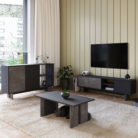 Set mobilier living, Hanah Home, Ravello, PAL, Marmură Gordion / Antracit