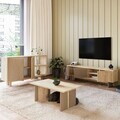 Set mobilier living, Hanah Home, Ravello, PAL, Stejar cald / Stejar safir