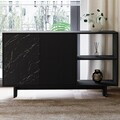 Consola, Hanah Home, Ravello, 140x80x35 cm, PAL, Negru / Marmură