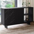 Consola, Hanah Home, Ravello, 140x80x35 cm, PAL, Negru / Marmură