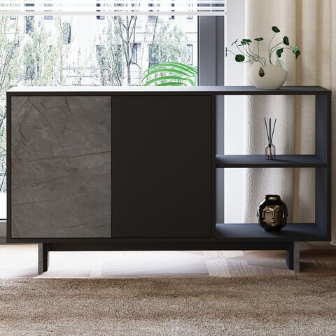 Consola, Hanah Home, Ravello, 140x80x35 cm, PAL, Marmură / Antracit