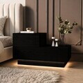 Noptiera, Hanah Home, Kayra, 70x35x38.3 cm, PAL, Black Wood
