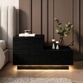 Noptiera, Hanah Home, Kayra, 70x35x38.3 cm, PAL, Black Wood