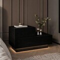 Noptiera, Hanah Home, Kayra, 70x35x38.3 cm, PAL, Black Wood