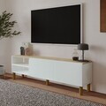 Comoda TV, Hanah Home, River, 150x48.2x31.4 cm, PAL, Stejar alb / safir