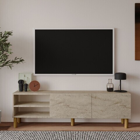 Comoda TV, Hanah Home, River, 150x48.2x31.4 cm, PAL, Travertin