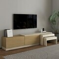 Comoda TV, Hanah Home, Nest, 180x36x30 cm, PAL, Travertin / Stejar cald