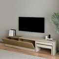 Comoda TV, Hanah Home, Nest, 180x36x30 cm, PAL, Travertin / Stejar cald