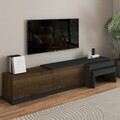 Comoda TV, Hanah Home, Nest, 180x36x30 cm, PAL, Antracit / Nuc antic