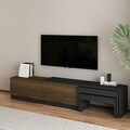 Comoda TV, Hanah Home, Nest, 180x36x30 cm, PAL, Antracit / Nuc antic