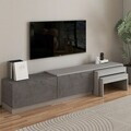 Comoda TV, Hanah Home, Nest, 180x36x30 cm, PAL, Marmură Gordion / Gri