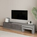 Comoda TV, Hanah Home, Nest, 180x36x30 cm, PAL, Marmură Gordion / Gri