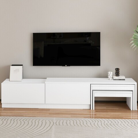 Comoda TV, Hanah Home, Nest, 180x36x30 cm, PAL, Alb