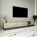 Comoda TV, Hanah Home, Major, 180x30x37 cm, PAL, Travertin / Antracit