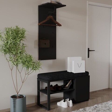 Cuier cu pantofar, Hanah Home, Lion, PAL, Negru