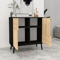 Dulap multifunctional, Hanah Home, Darien, 76.5x79.5x35 cm, PAL, Lemn negru / Stejar safir