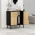 Dulap multifunctional, Hanah Home, Darien, 76.5x79.5x35 cm, PAL, Lemn negru / Stejar safir