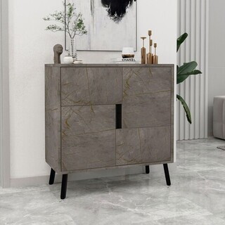 76.5x79.5x35 cm, Marmura;Black Wood