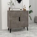 Dulap multifunctional, Hanah Home, Darien, 76.5x79.5x35 cm, PAL, Marmură / Lemn negru